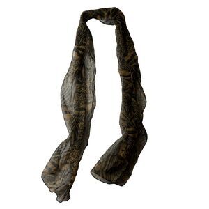 Unbranded Animal Print Sheer Brown Black Scarf Rectangle Career Lightweight